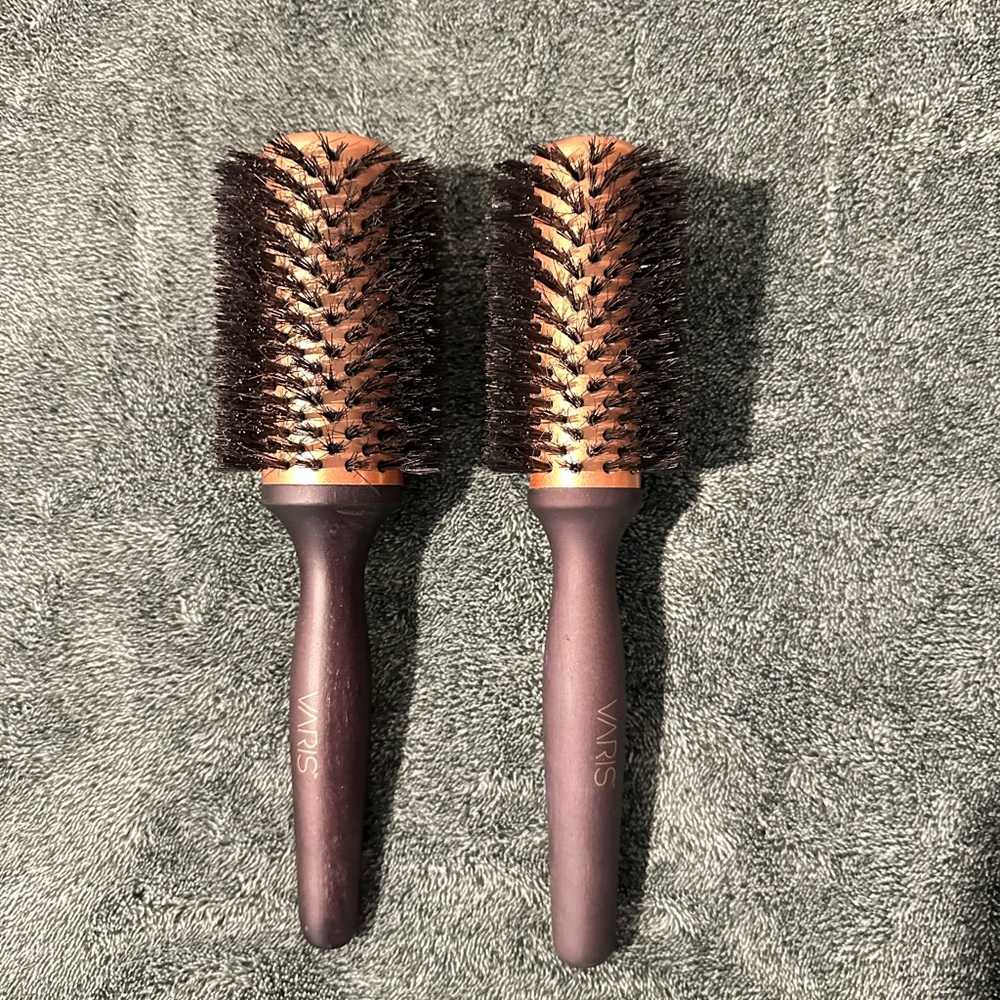 Varis Professional Boar Bristle Round Hair Brush Duo
